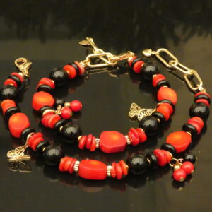 Armband met koraal en toermalijn natuurstenen