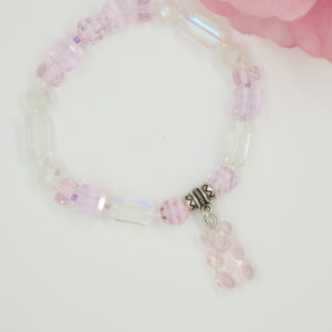 Roze gekleurde armband met kristallen facetten
