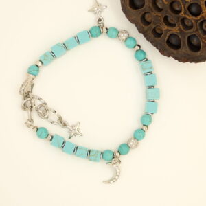 Armband met blauw gekleurde howliet natuurstenen