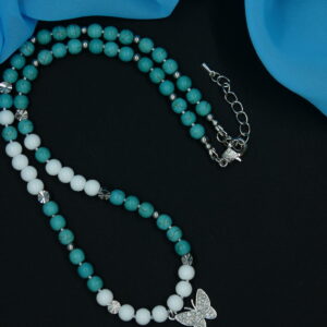 Choker met blauw gekleurde howliet en witte agaat natuurstenen