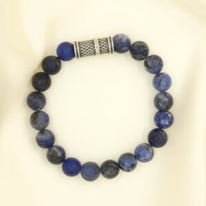 Armband met sodaliet en zilverkleurige fournituur
