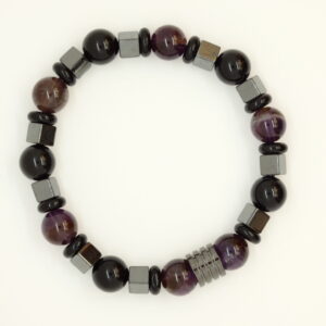 Armband met amethist, agaat, hematiet en toermalijn