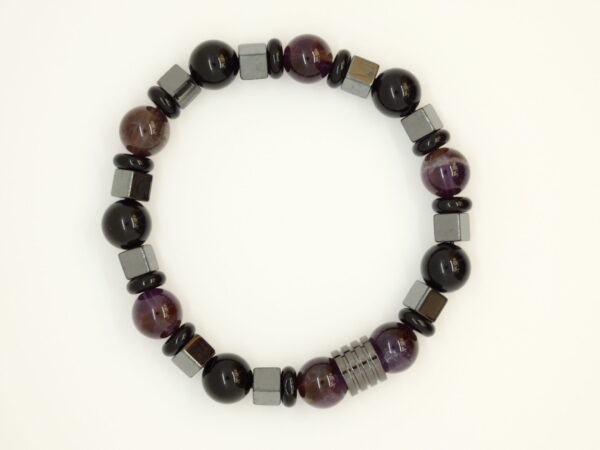 Armband met amethist, agaat, hematiet en toermalijn