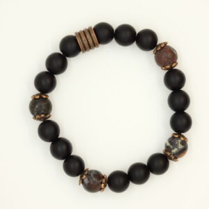 Armband met zwarte en luipaard agaat