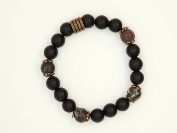 Armband met zwarte en luipaard agaat