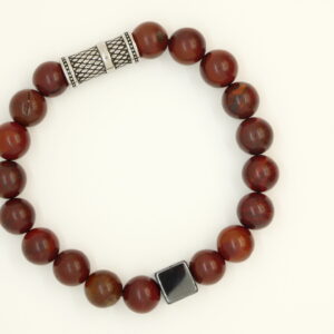 Armband met rode jaspis en hematiet