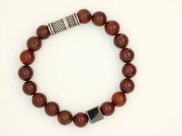 Armband met rode jaspis en hematiet