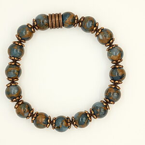 Armband blauwe jaspis cloisonne koper