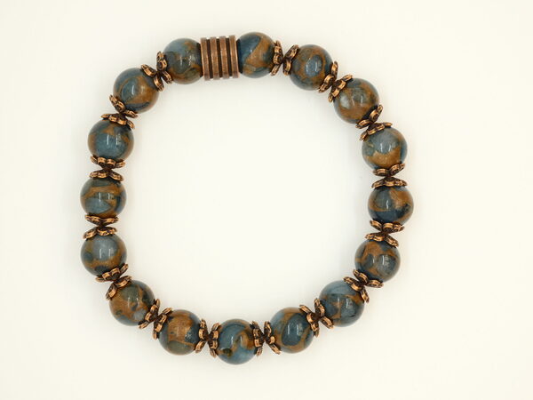 Armband blauwe jaspis cloisonne koper