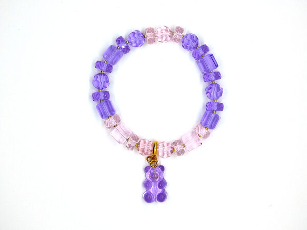 kinderarmband met roze en blauwe glazen facet kralen
