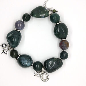 Armband met grote mos agaat natuurstenen