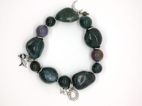 Armband met grote mos agaat natuurstenen