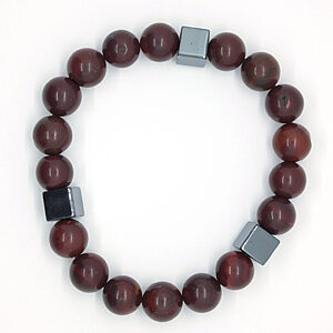Armband met rode jaspis en hematiet natuurstenen