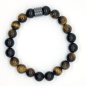 Armband met gele tijgeroog en toermalijn natuurstenen