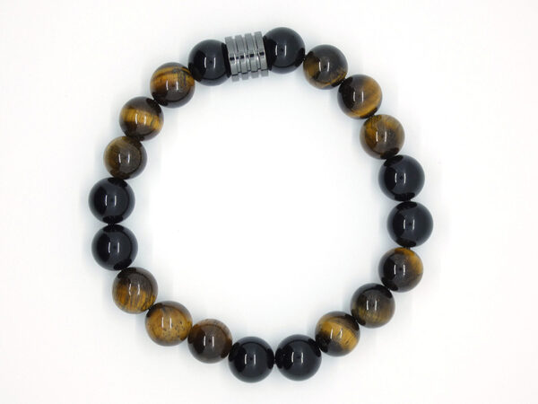Armband met gele tijgeroog en toermalijn natuurstenen